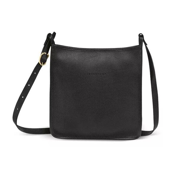 Longchamp Foulonné Medium Leather Crossbody Bag – Black Pebbled Leather Handbag - Picture 1 of 12